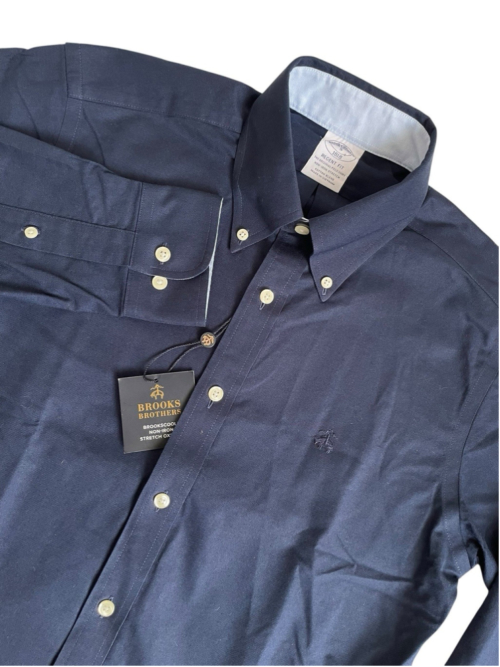 Brooks Brothers Brookscool Oxford Shirt Mens Small Navy Regent Fit Button Down